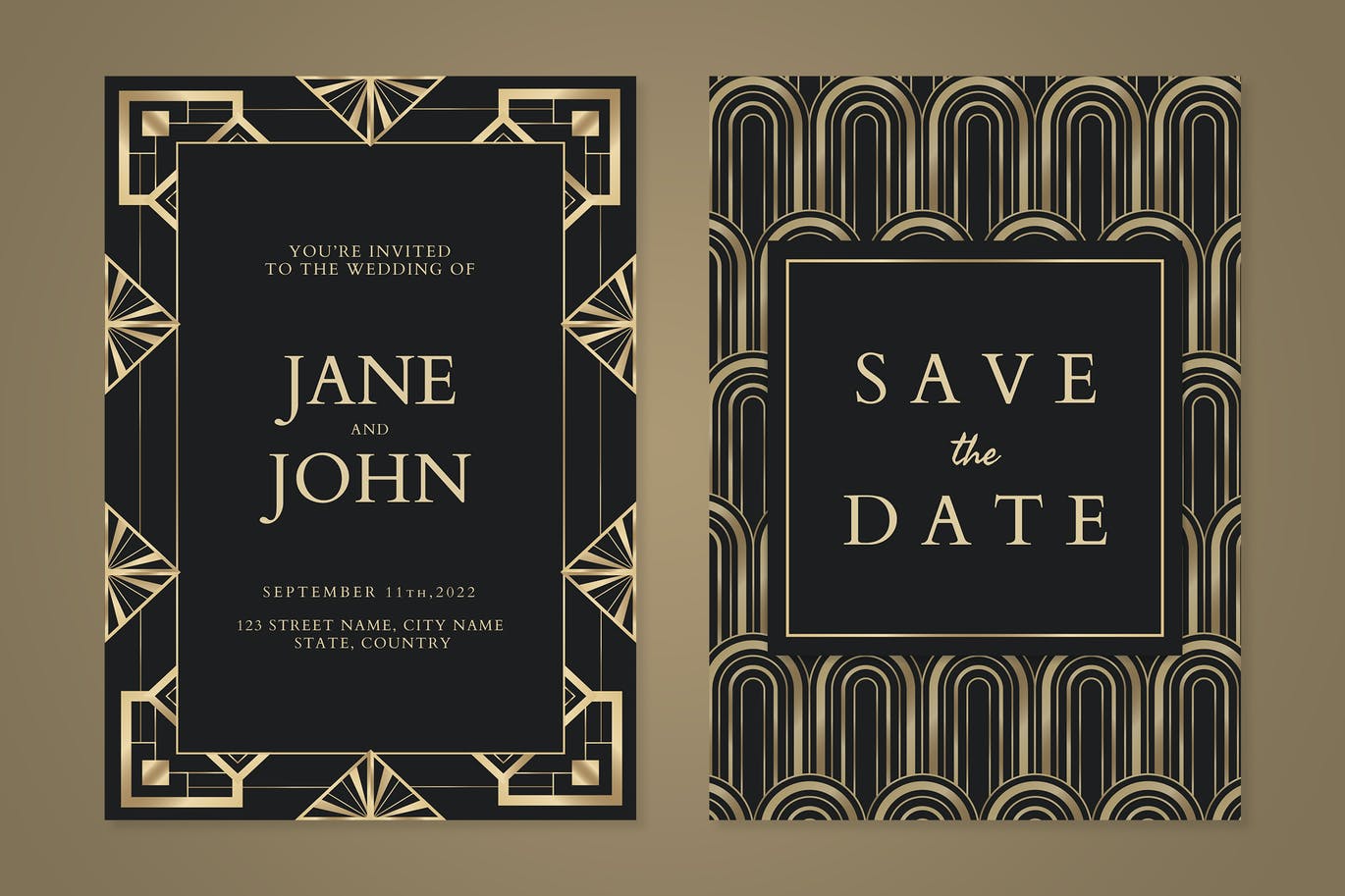 奢华高端房地产轻奢质感artdeco风格海报设计模板-EPS, PSD