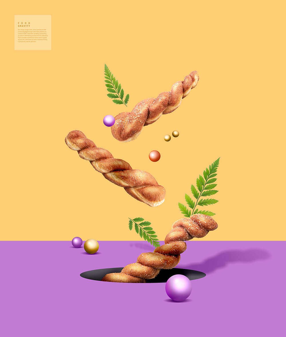 麻花面包食品广告创意海报设计模板