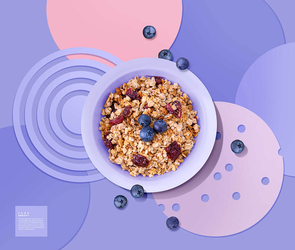 蓝莓烘焙燕麦片广告海报设计模板