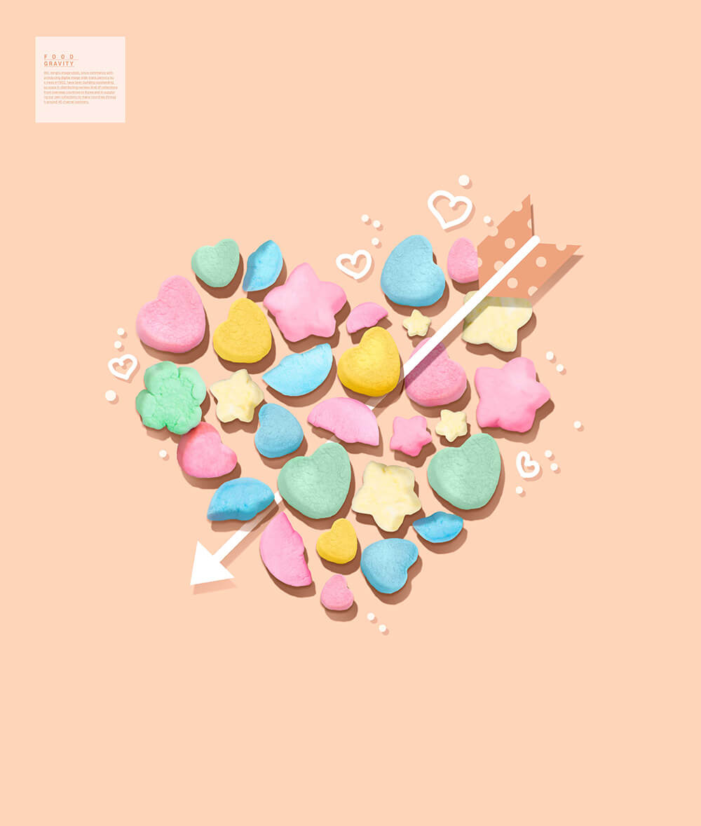 爱心穿箭糖果零食广告海报设计模板