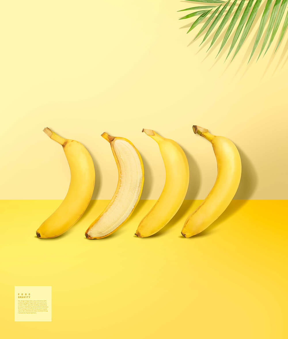排列香蕉水果广告创意海报设计模板