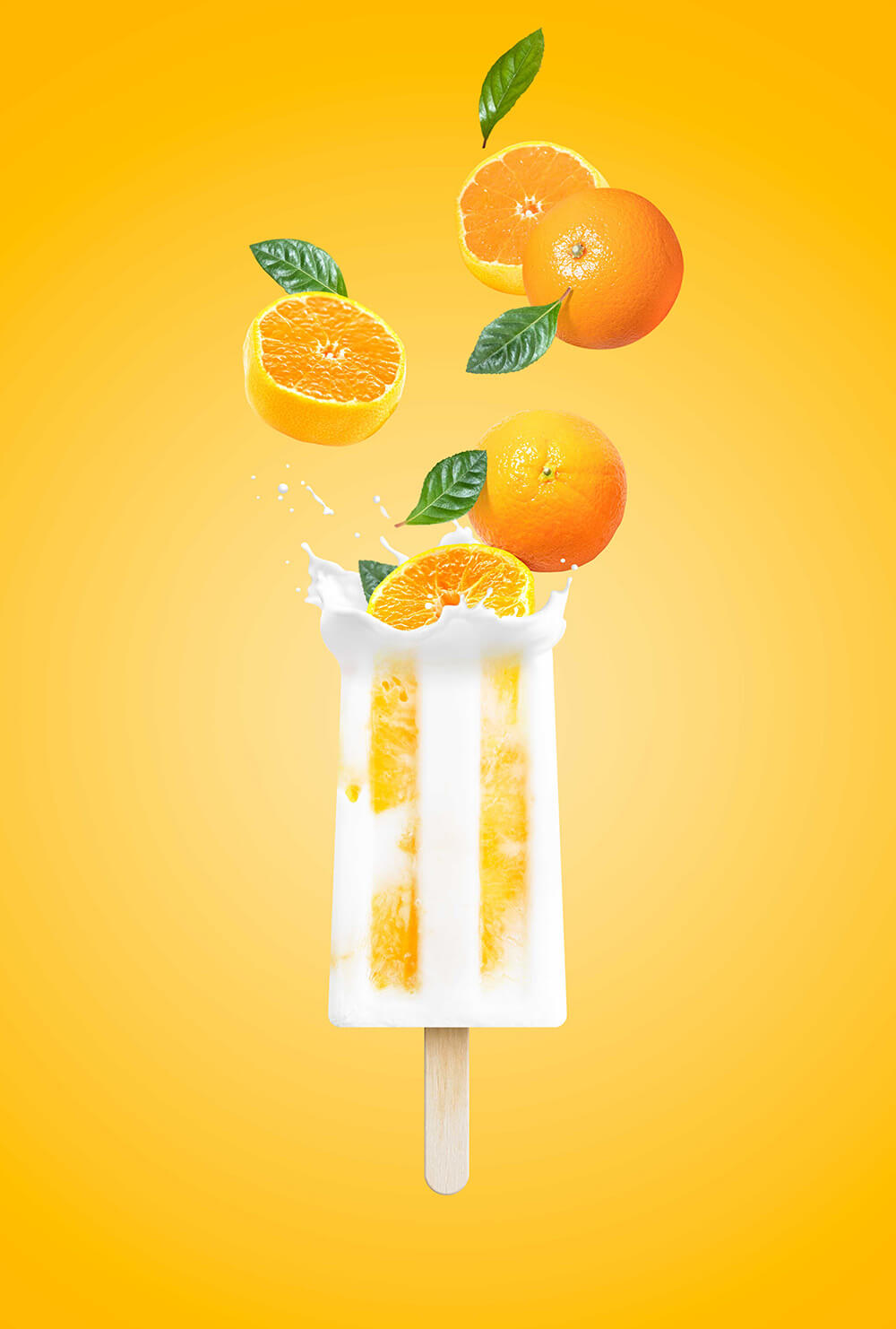 夏日清爽橙子冰棍食品广告海报设计