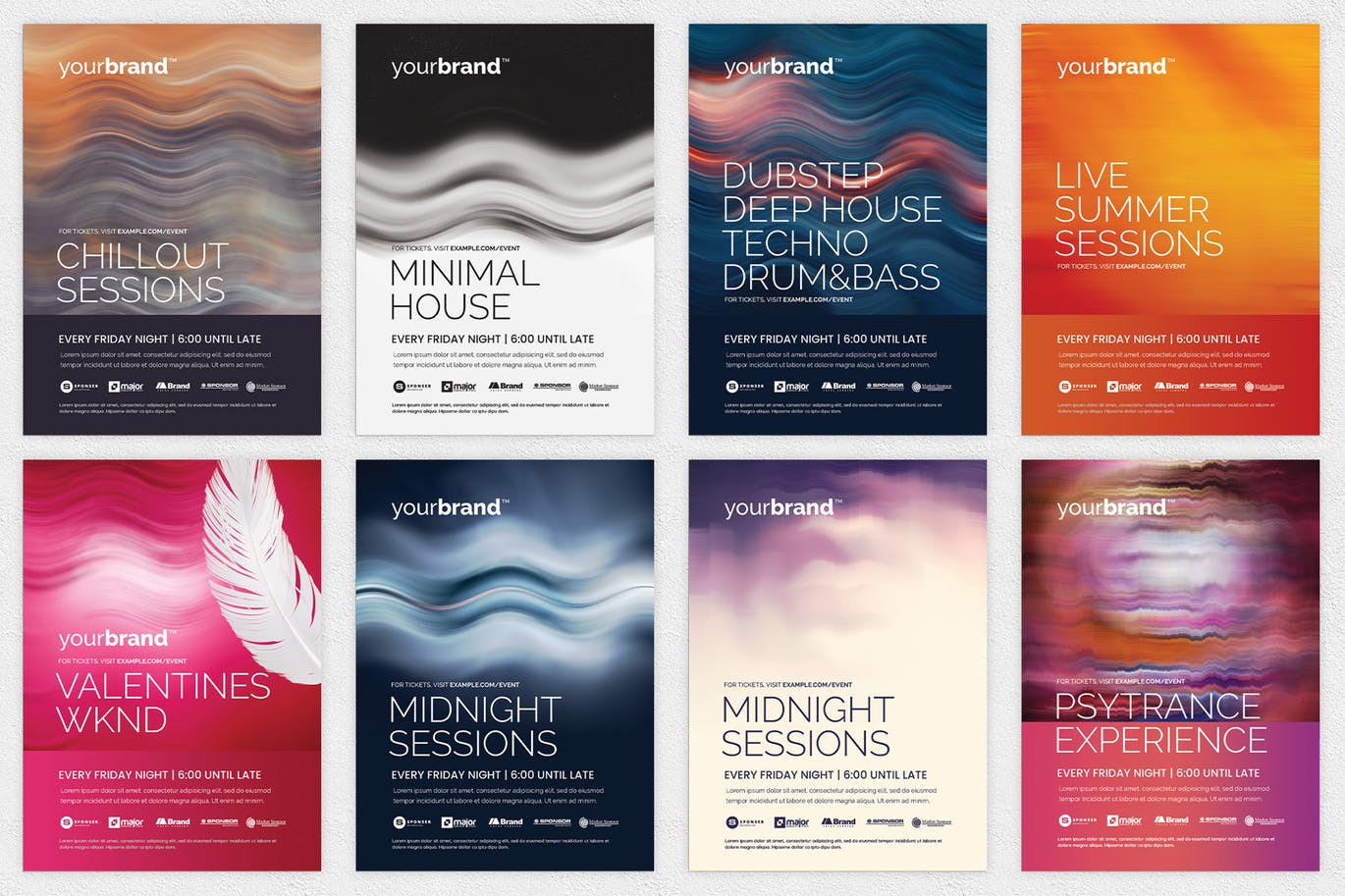 时尚简约抽象多用途的高品质海报设计模板集合-PSD