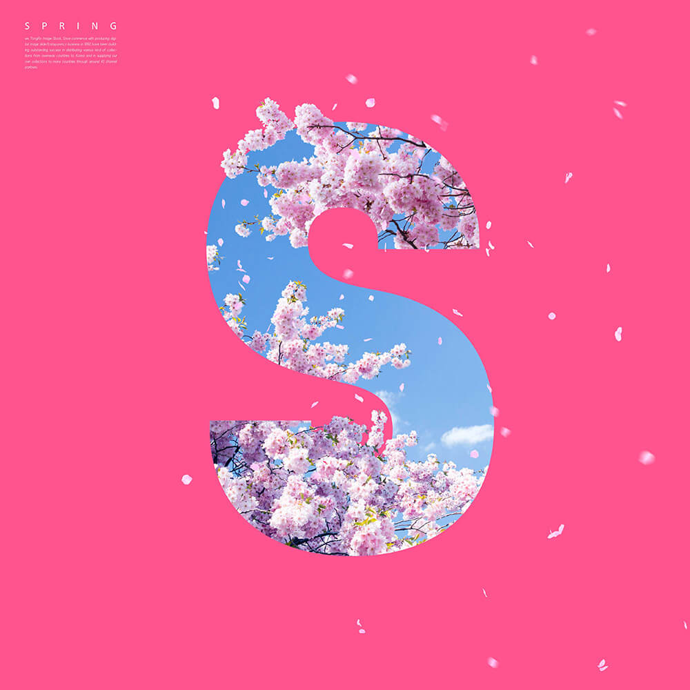“S”字母春天春季主题海报设计素材