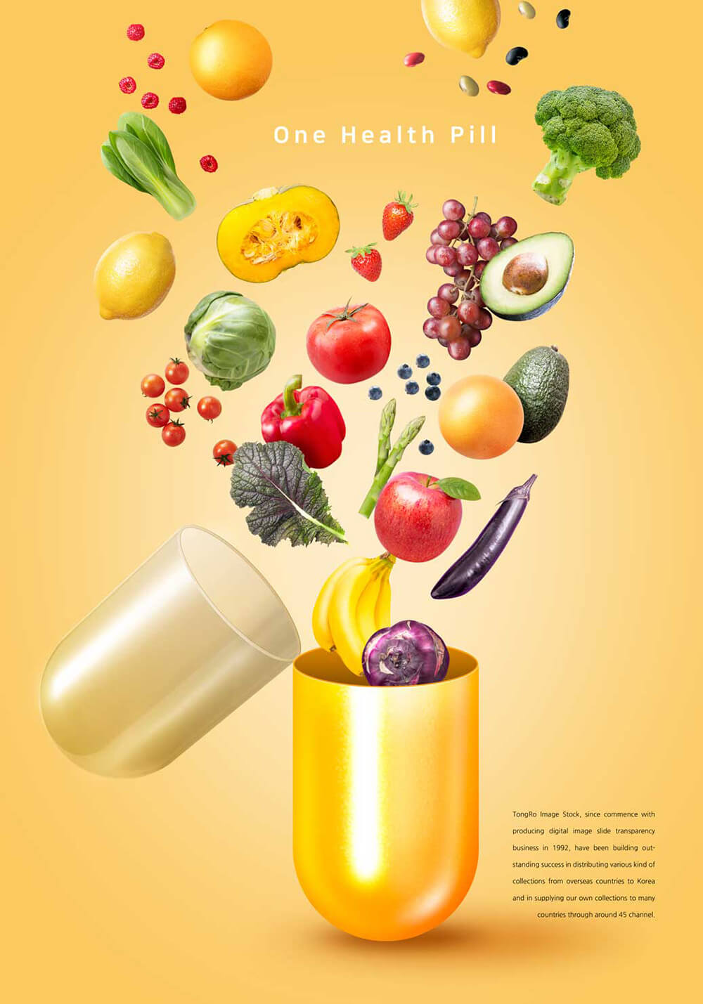 绿色蔬菜水果创意胶囊海报设计模板