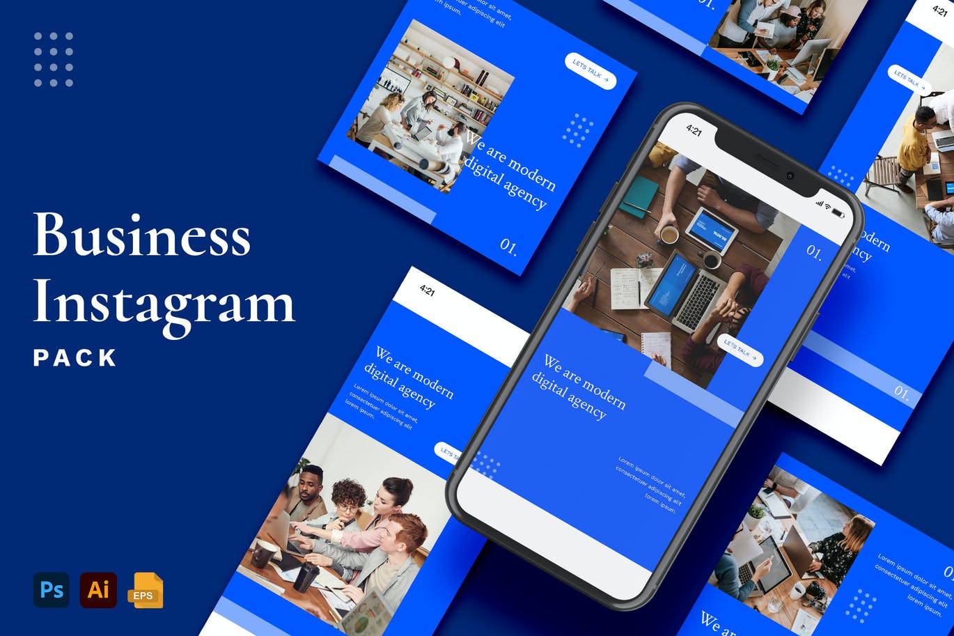 时尚高端简约商业商务海报设计模板-AI，EPS，PSD