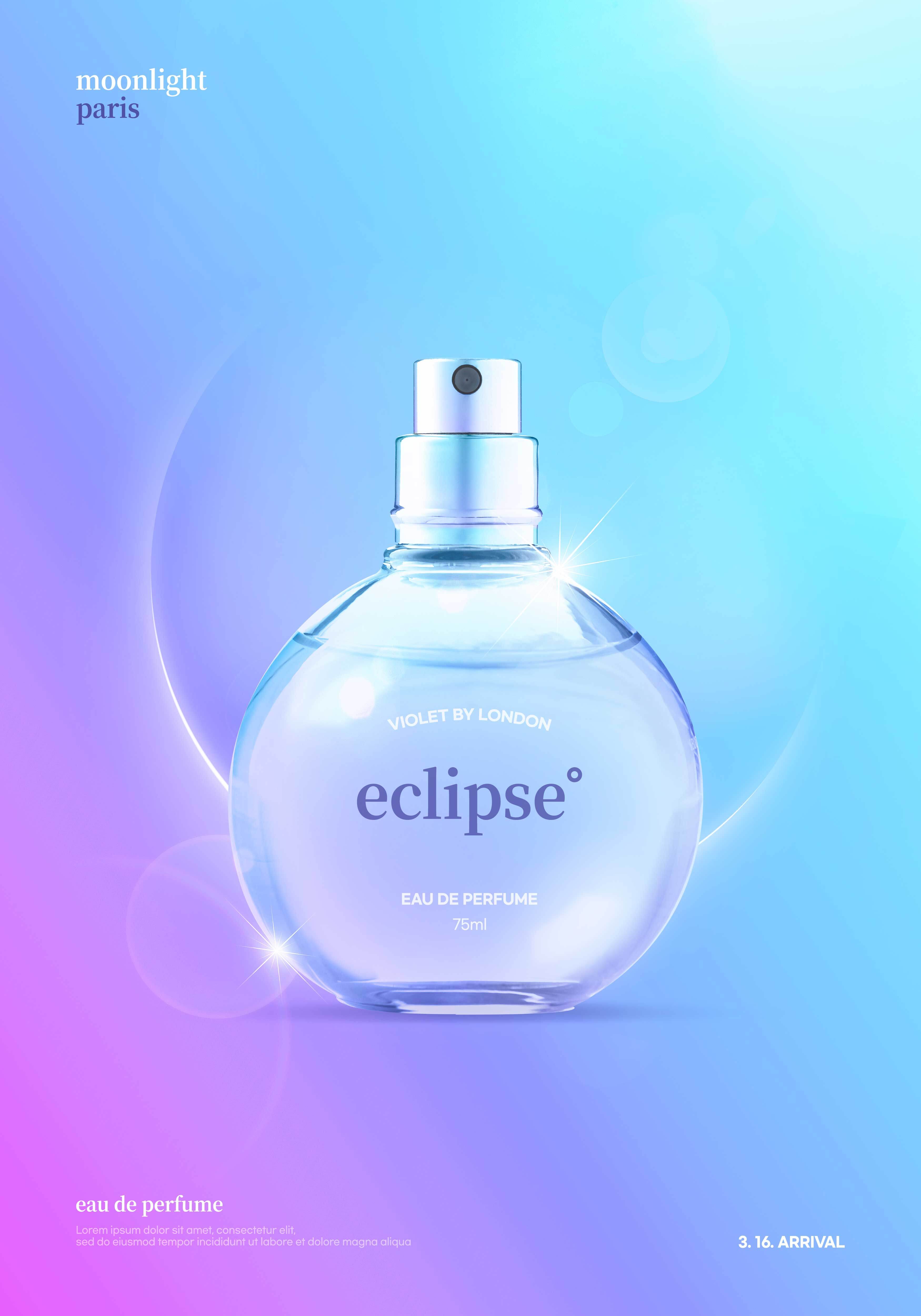 渐变色配色高端香水化妆品海报设计模板