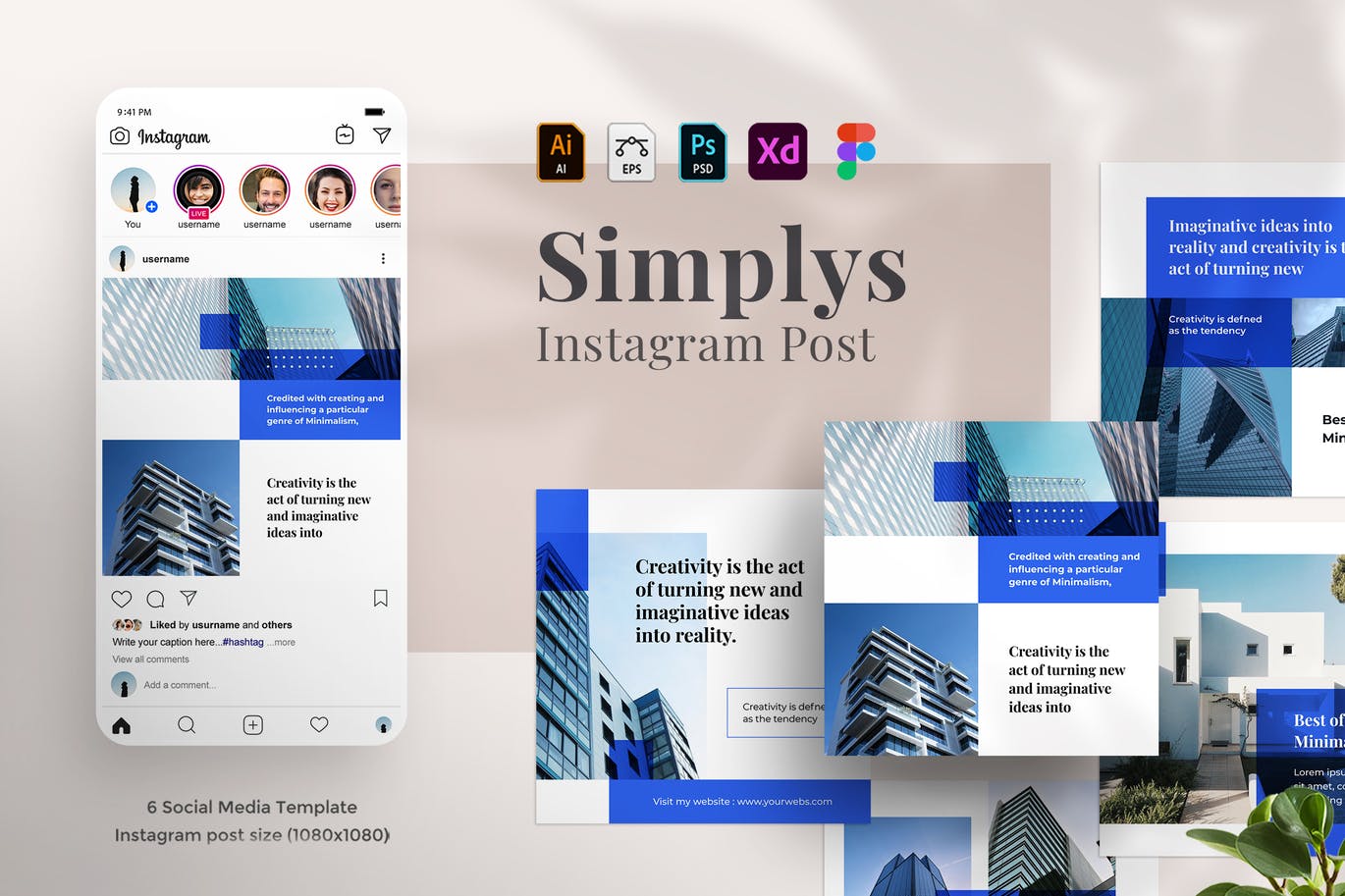 时尚高端简约多用途的高品质Instagram社交媒体banner海报设计模板集合-AI，EPS，FIG，PSD，XD