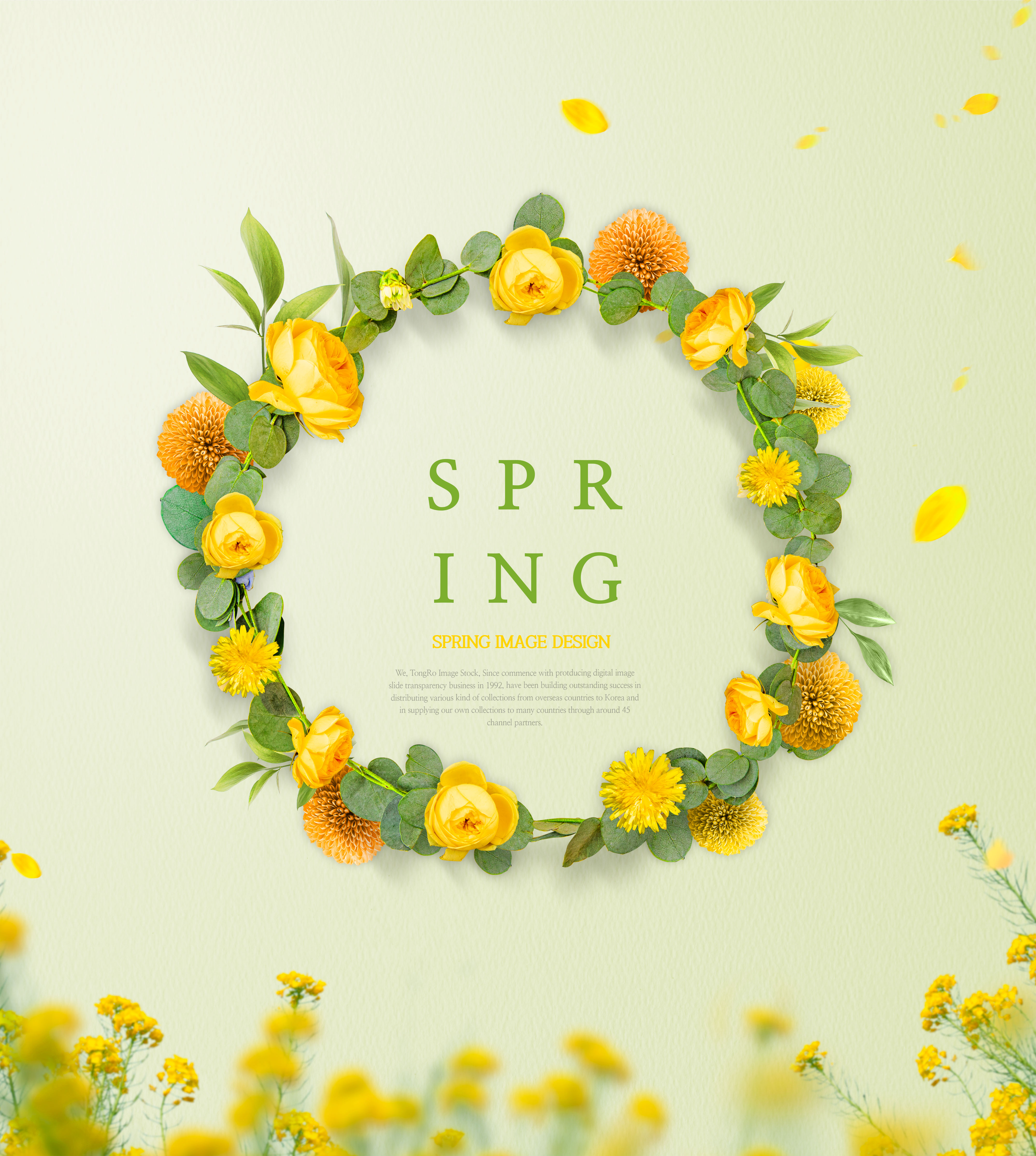 绿植花朵花环春天海报设计素材