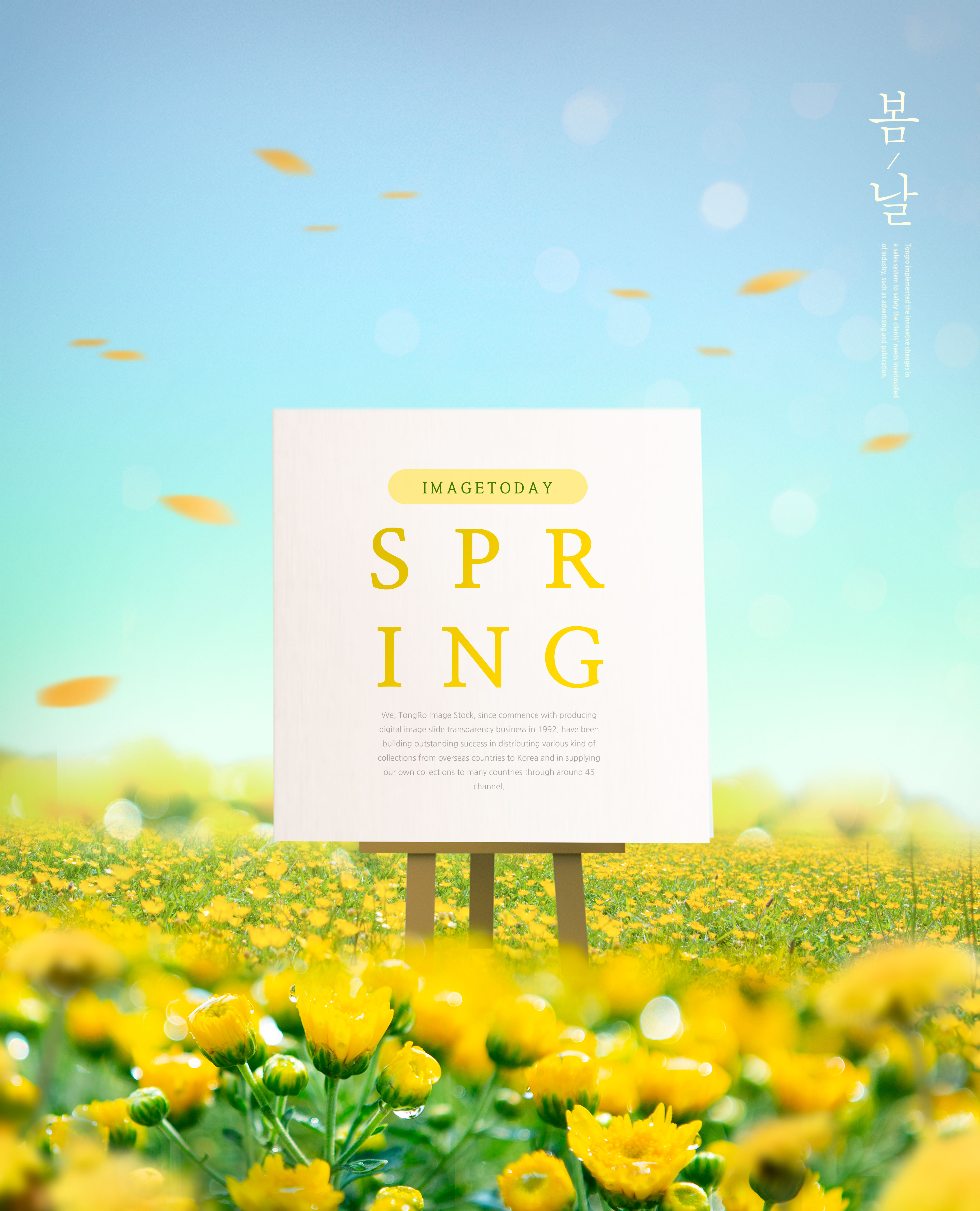 黄色花海春天海报设计模板