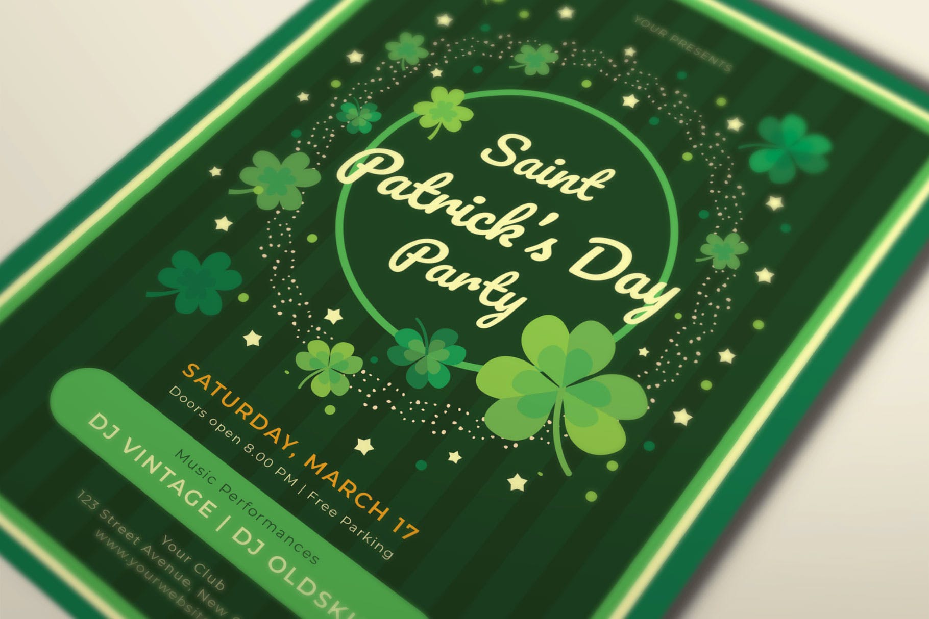 圣帕特里克节传单海报模板（AI，PSD）