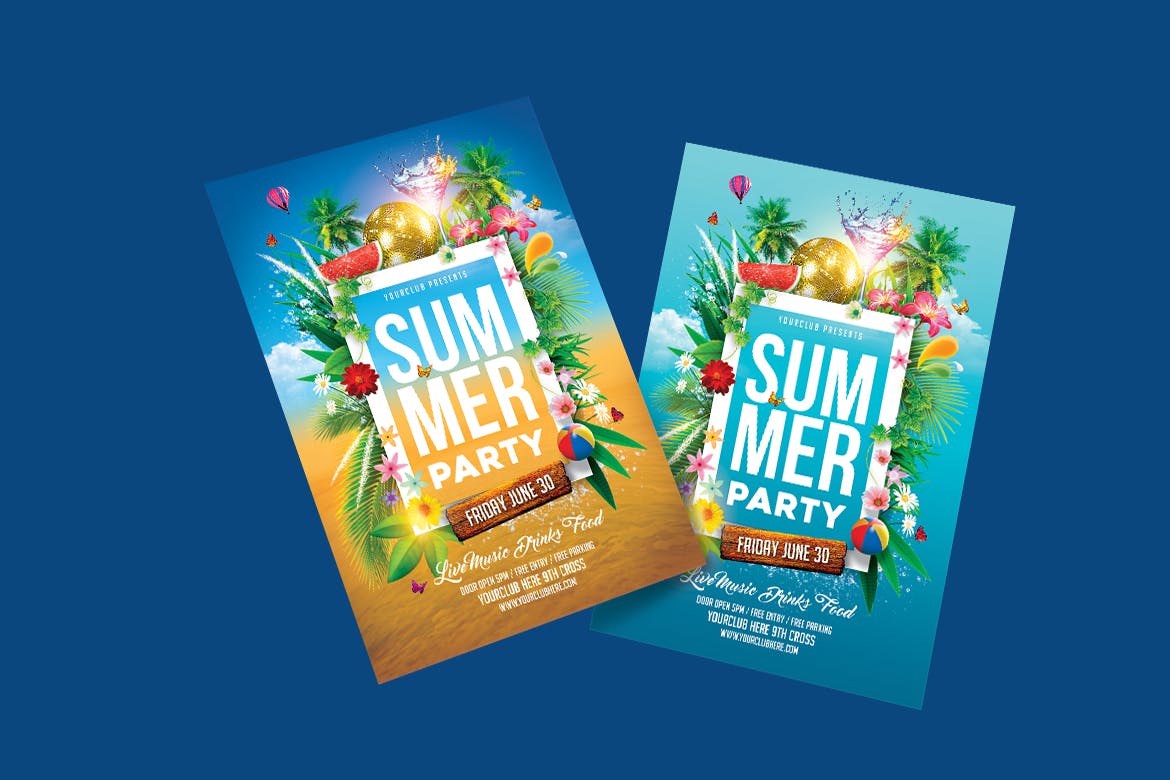 夏季风格的海边海滩活动海边模板（PSD）