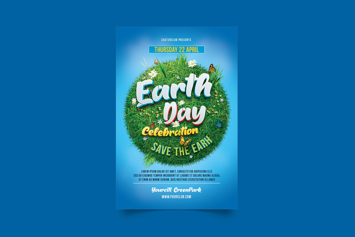 高端时尚清新地球日海报设计模板