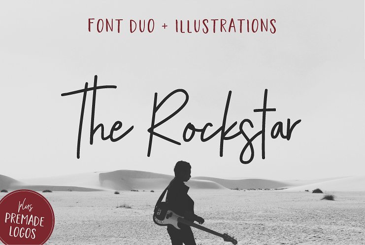 大气的手写英文字体 The Rockstar Font Duo