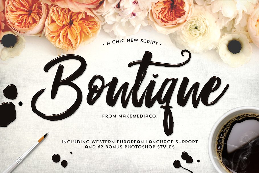 手绘柔美的字体 Boutique Script + PSD Styles