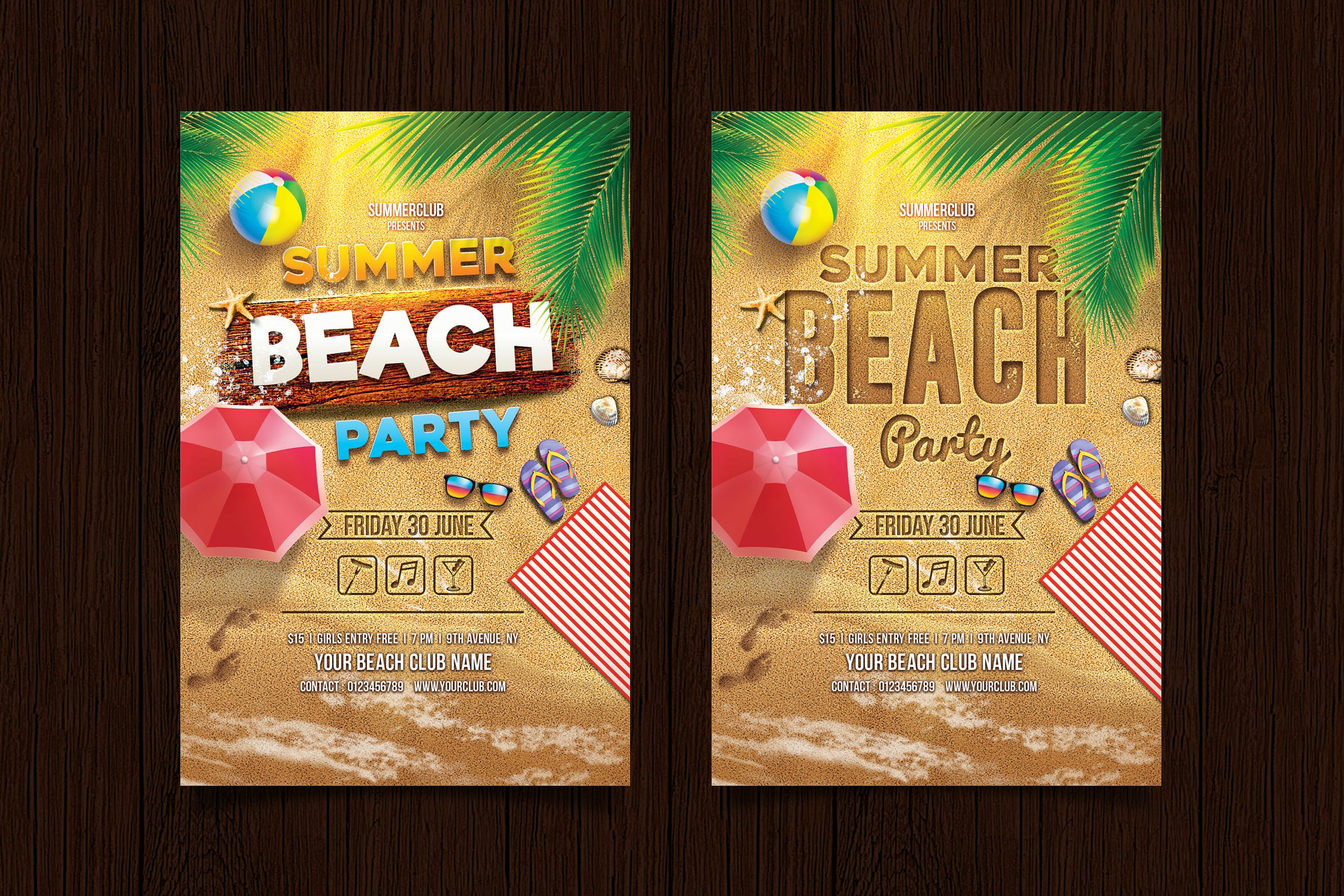 夏季海滩海报模板（PSD）