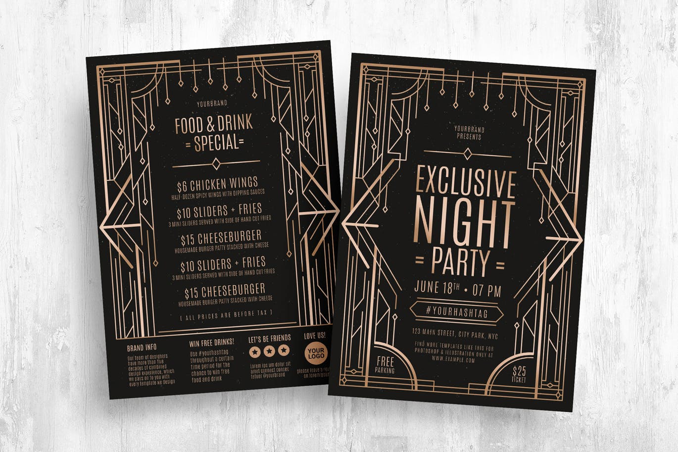 高端时尚欧式房地产artdeco风格艺术海报设计模板-AI，PSD