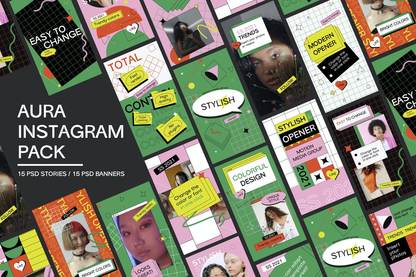 时尚清新多用途Instagram社交媒体banner海报设计模板集合