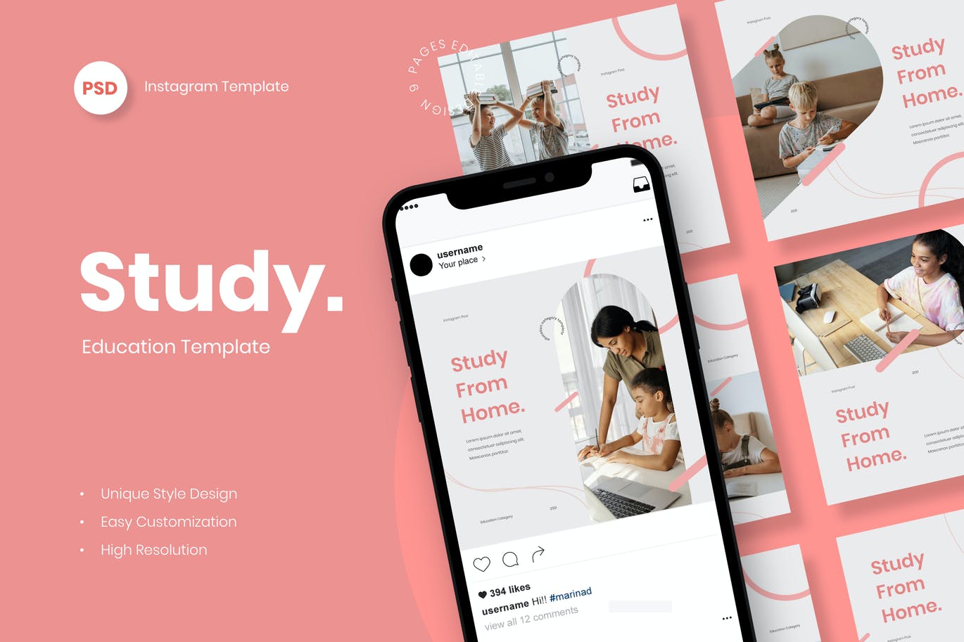 时尚高端专业的高品质在线教育Instagram社交媒体banner海报设计模板-PSD