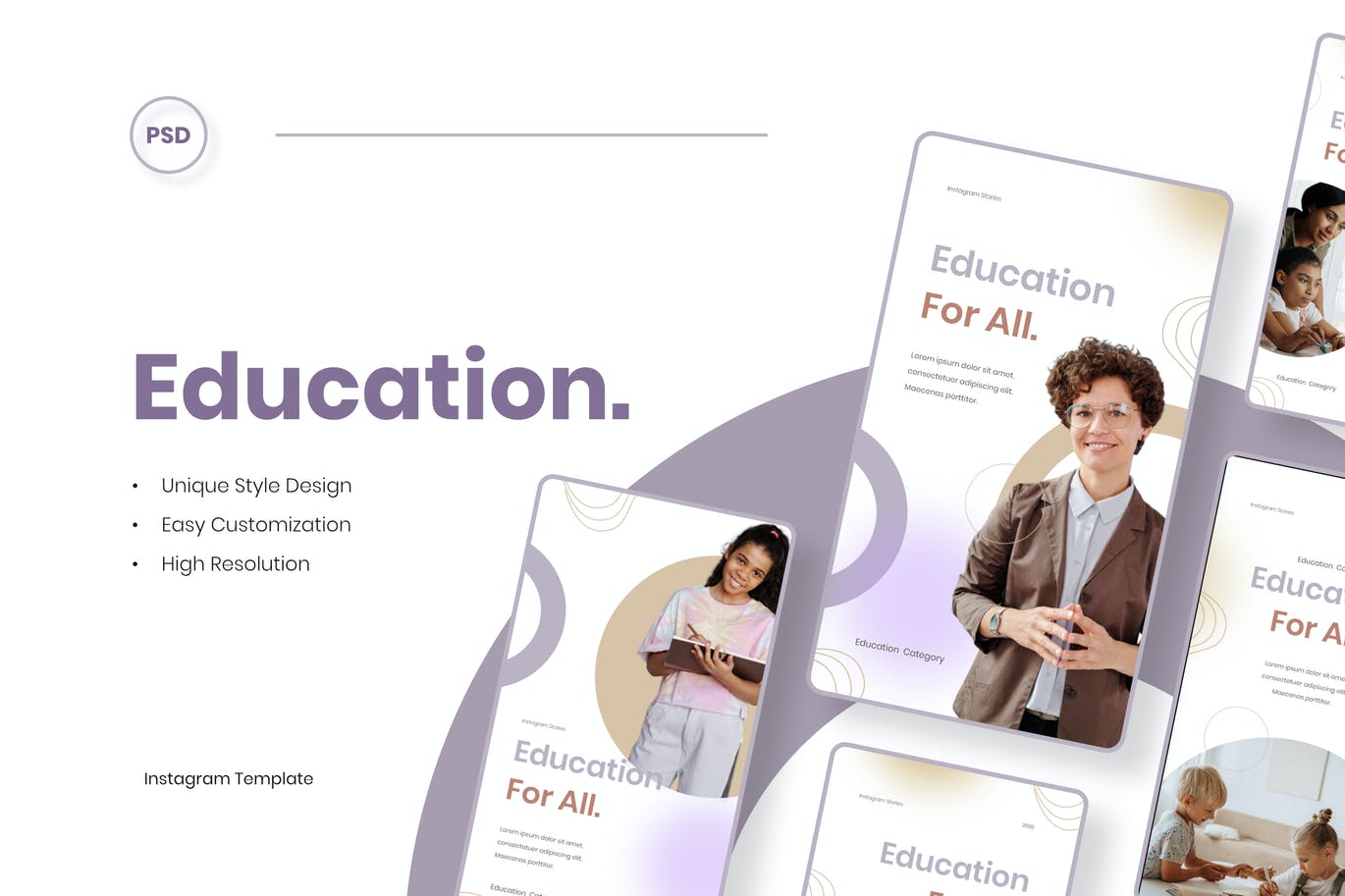 时尚高端简约清新多用途在线教育Instagram社交媒体banner海报设计模板集合