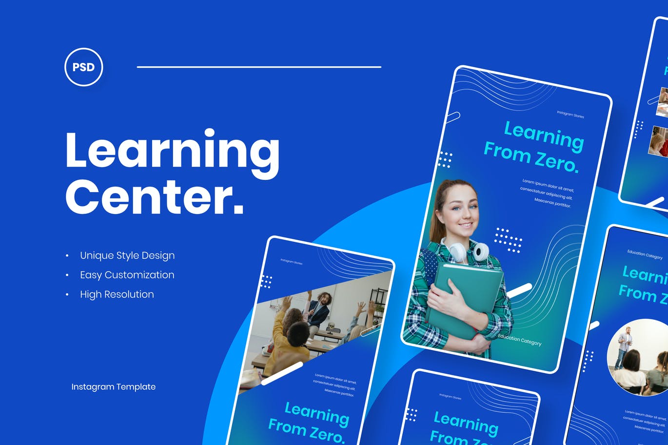 时尚高端简约清新专业的在线教育培训中心Instagram社交媒体banner海报设计模板集合