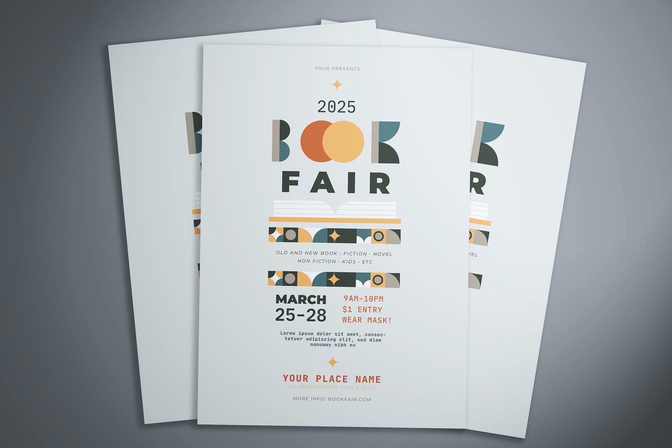 时尚高端清新简约艺术图书馆舒展海报宣传单设计模板-AI，PSD