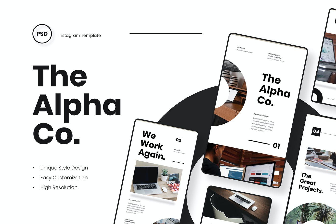 高端时尚简约清新专业的高品质商业商务质感Instagram社交媒体banner海报设计模板-PSD