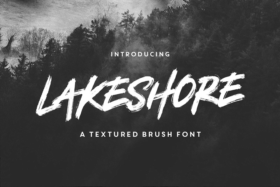 大气的笔刷效果的字体 Lakeshore Brush Font