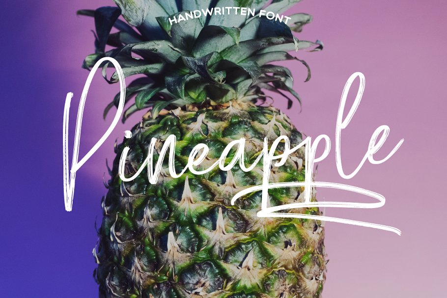 菠萝凤梨手写字体模板 Pineapple Script Font