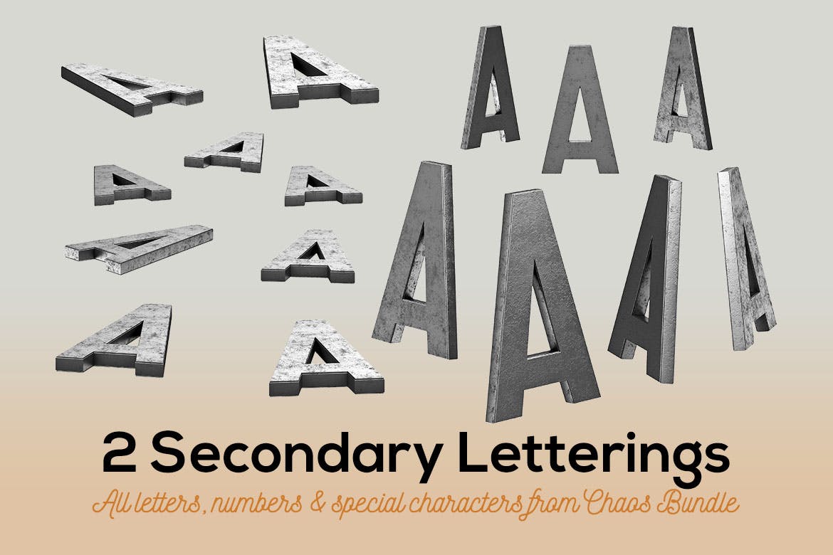 高品质的工业颓废质感的酒吧3D立体字母大集合