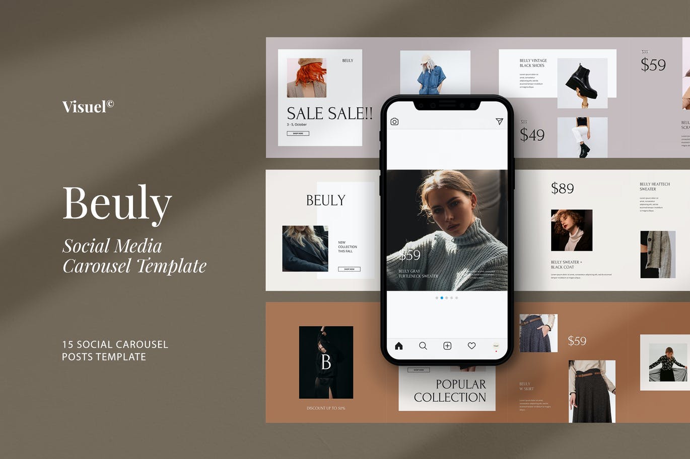 时尚高端简约清新优雅Instagram社交媒体banner海报设计模板-PSD