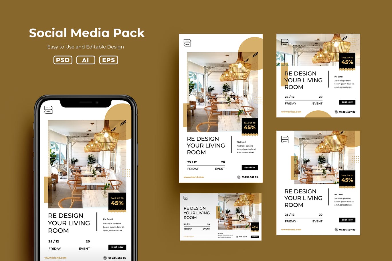 多用途简约房地产海报风格Instagram社交媒体banner海报设计模板-PSD，AI，EPS，PNG