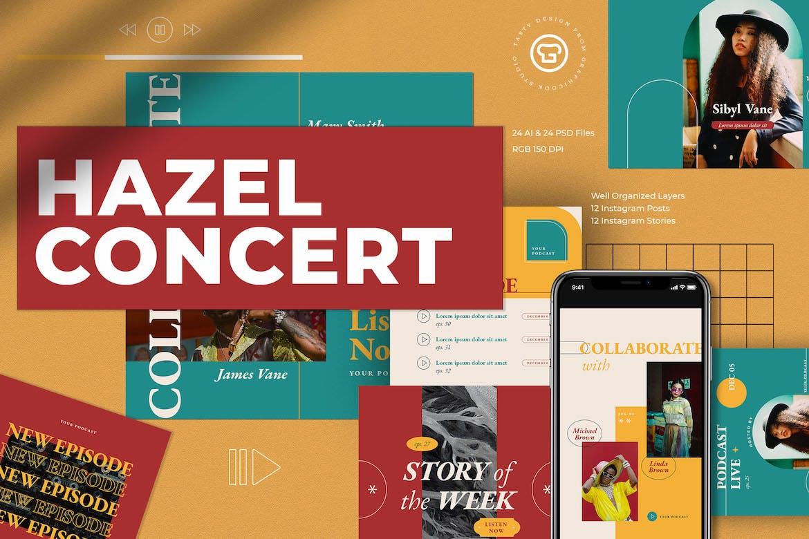 高端时尚简约优雅多用途社交媒体banner海报设计模板（AI，PSD）