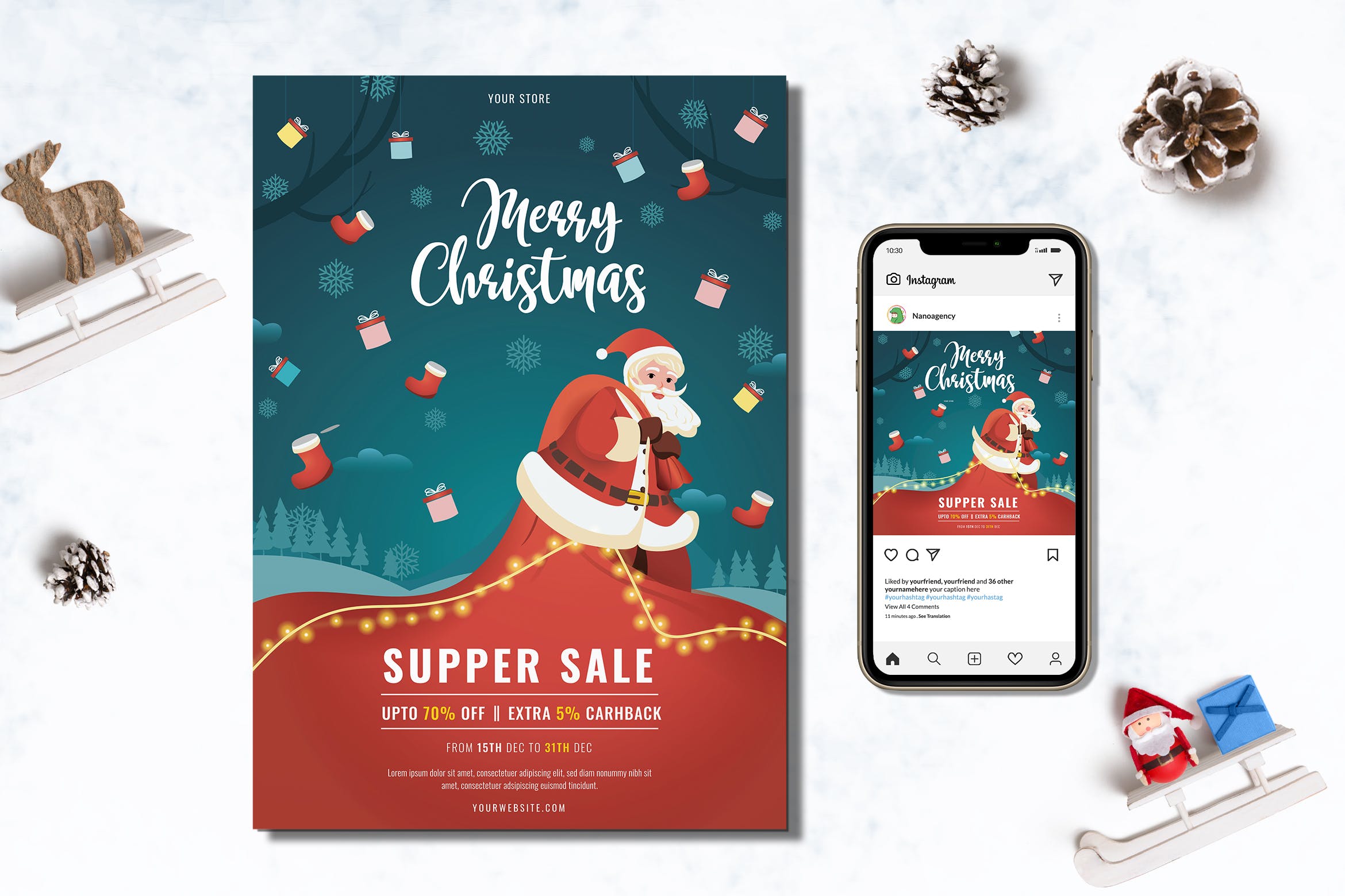 圣诞节销售横幅海报模板[AI,EPS,JPG]