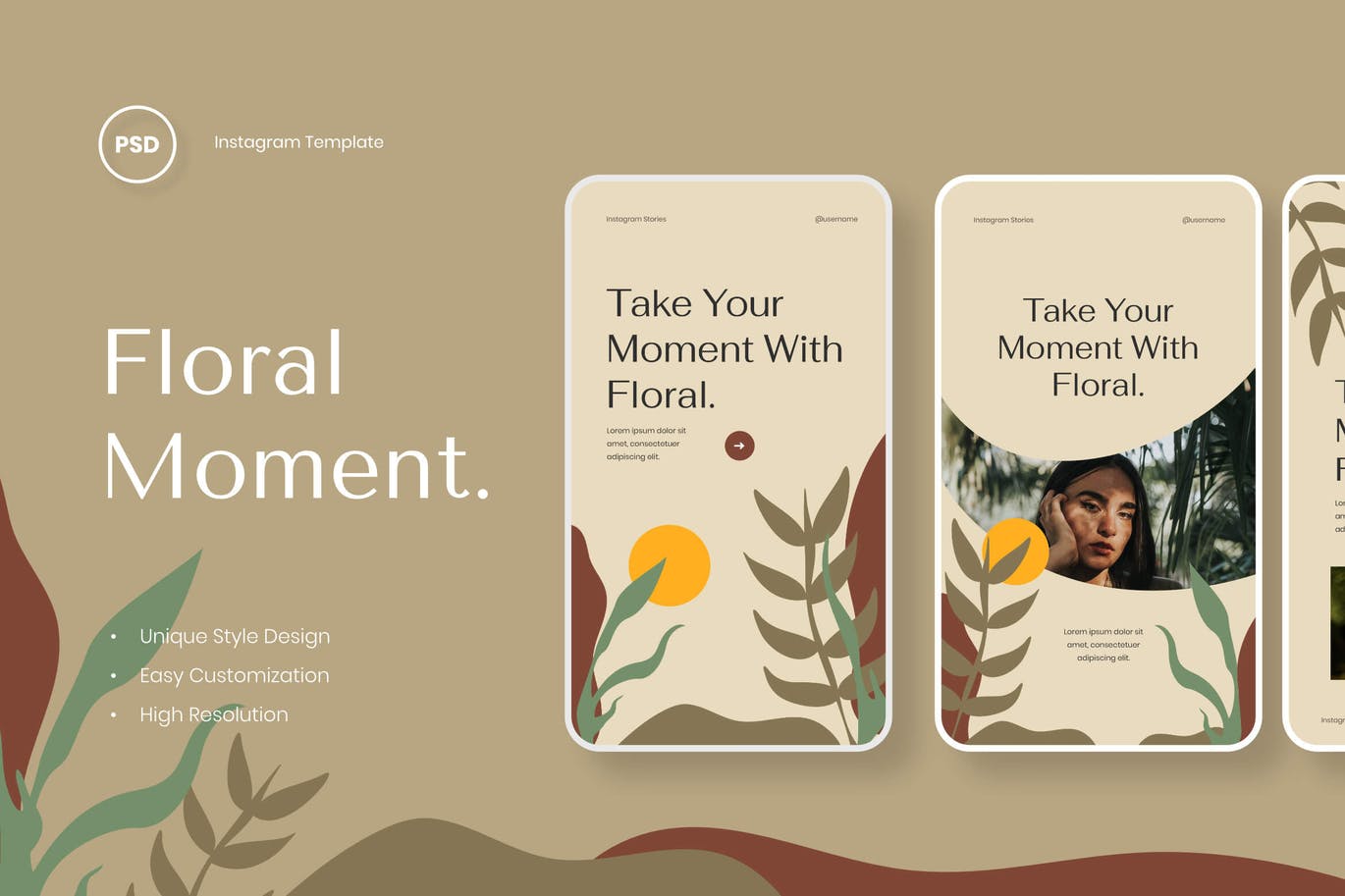 时尚高端清新优雅多用途的Instagram社交媒体banner海报设计模板-PSD