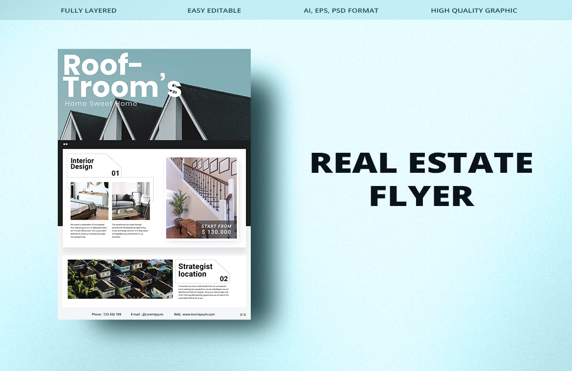 时尚高端专业的高品质简约房地产海报设计模板-AI，EPS，PSD