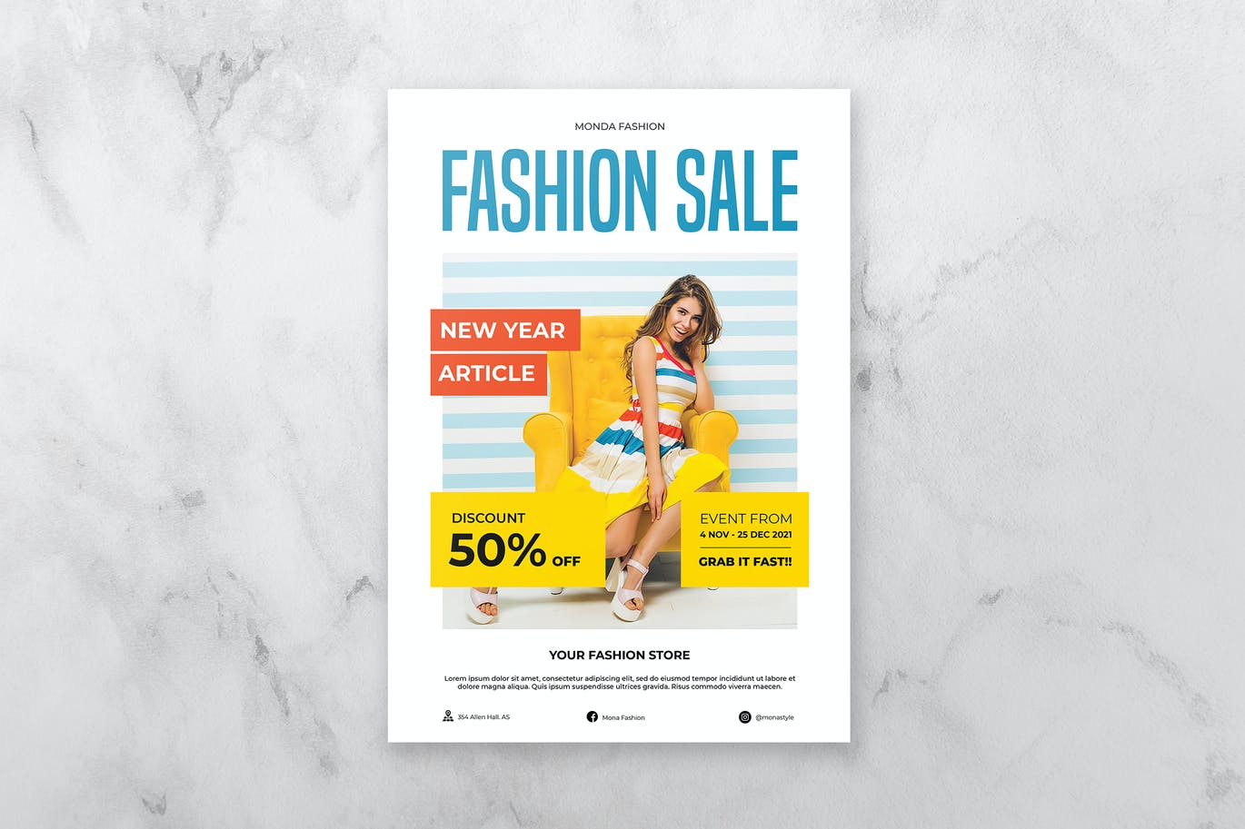 时尚清新简约多用途宣传单海报设计模板-PSD