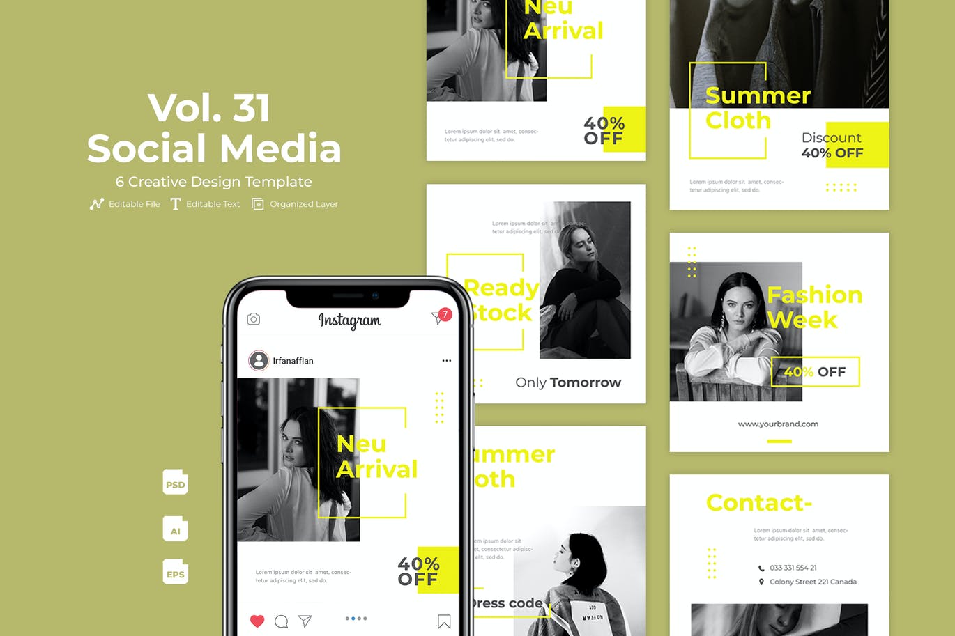 时尚高端简约清新优雅多用途的社交媒体banner海报设计模板