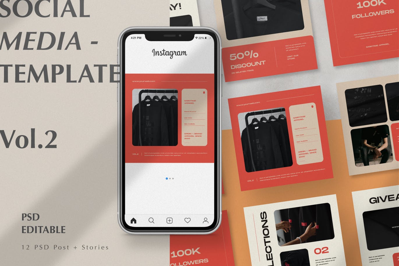 简约优雅时尚高端Instagram社交媒体banner海报设计集合-PSD