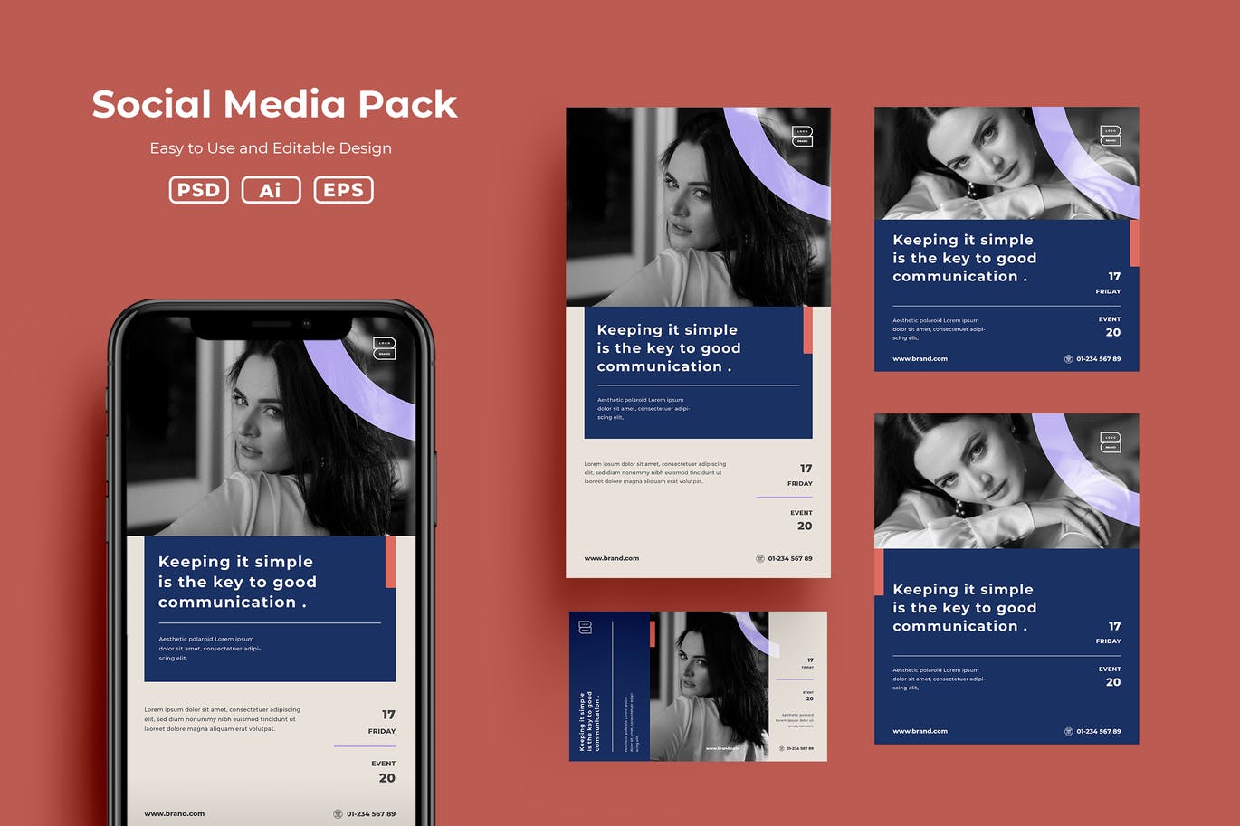 时尚高端简约优雅多用途的高品质社交媒体banner海报设计模板-PSD，AI，EPS，PNG