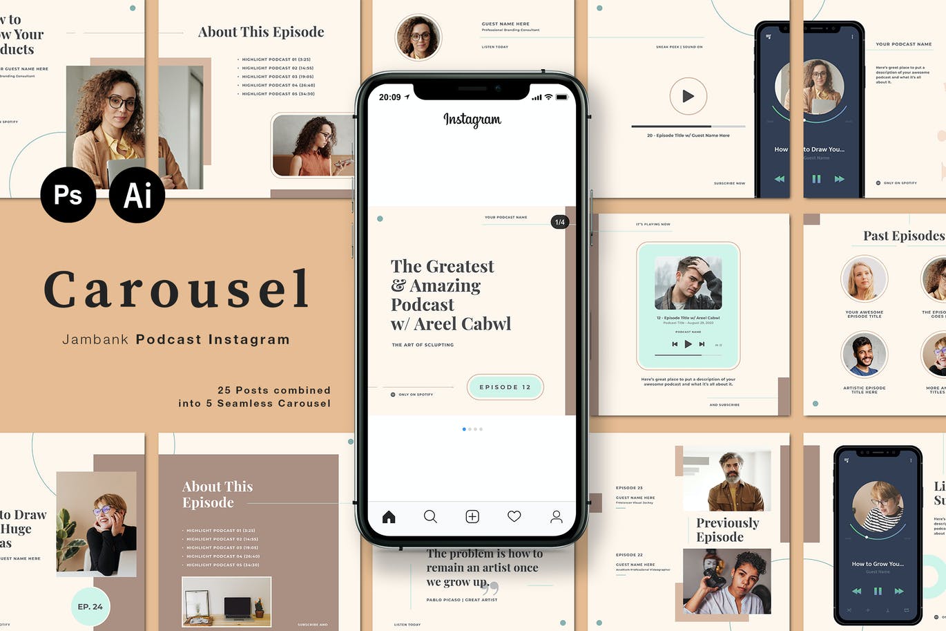时尚高端优雅简约清新Instagram社交媒体banner海报设计模板集合