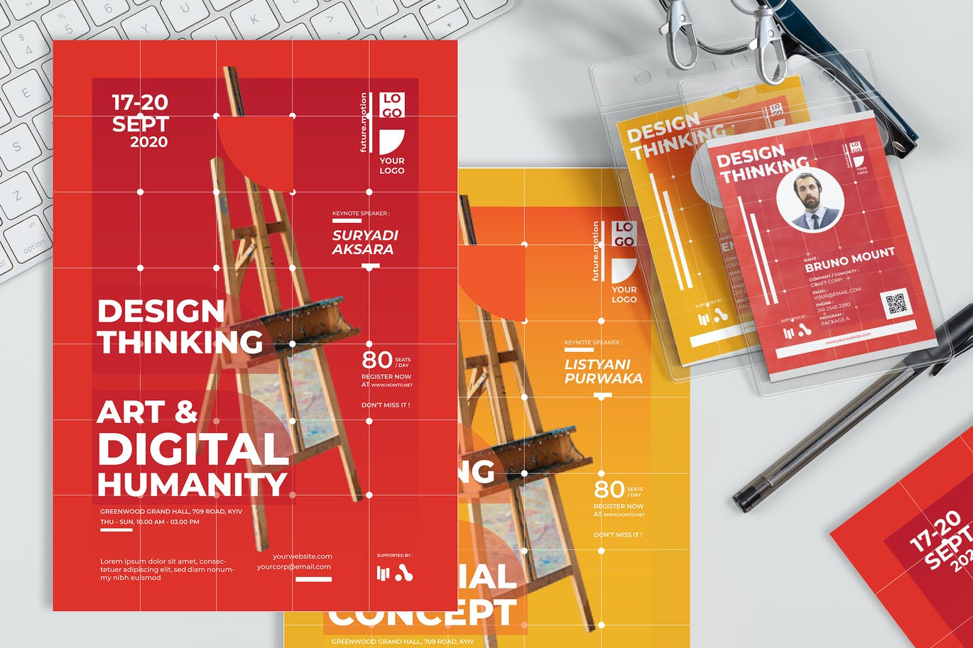 时尚高端简约艺术与思维研讨会展览会博览会宣传单DM海报设计模板-AI，EPS