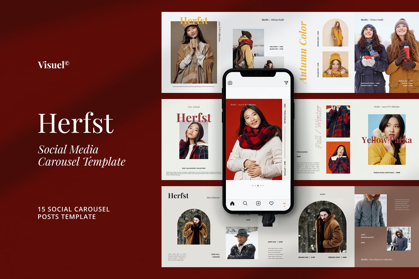 时尚高端简约优雅Instagram社交媒体banner海报设计模板集合-PSD