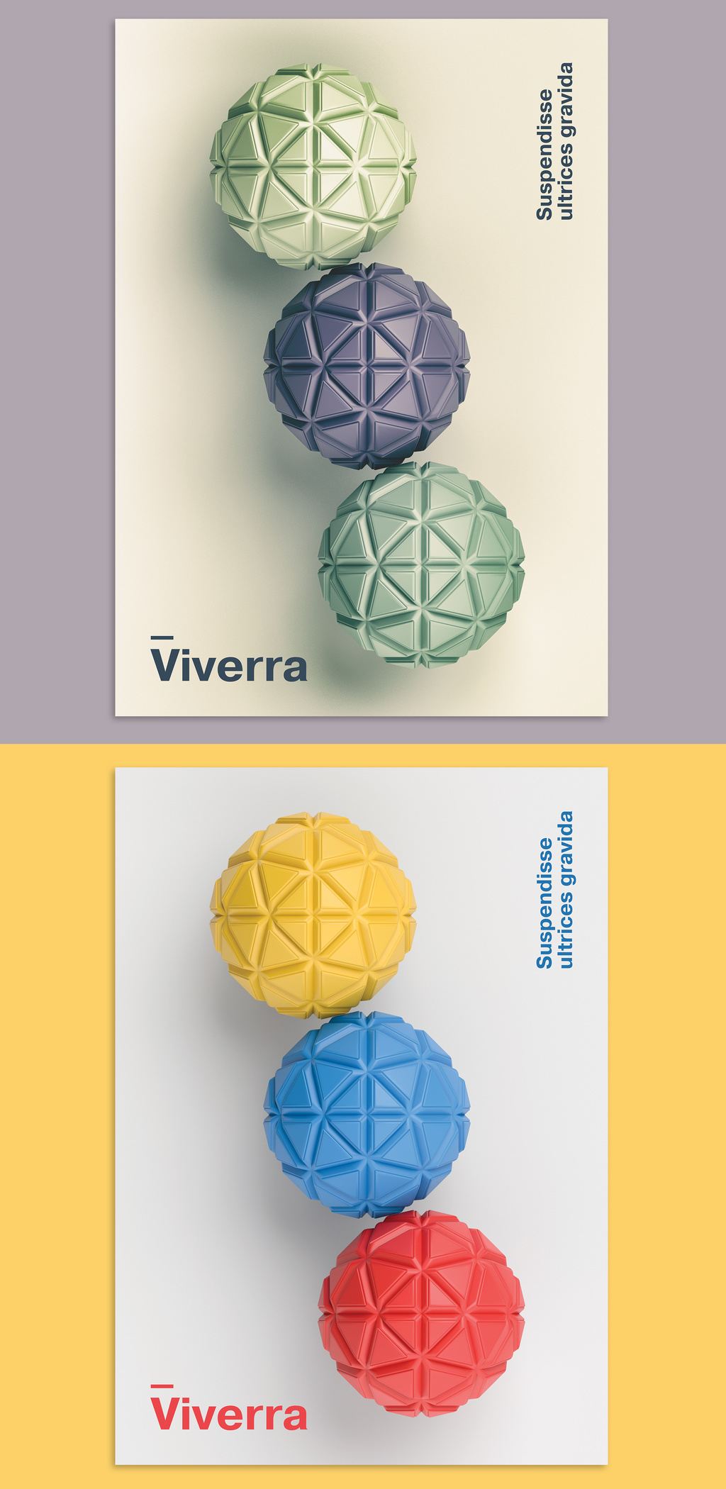 抽象几何背景3D球体设计海报布局模板