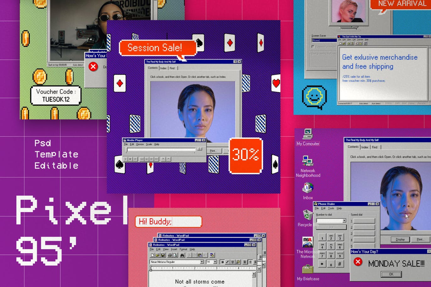 时尚高端复古风格的instagram社交媒体banner海报设计模板集合-PSD