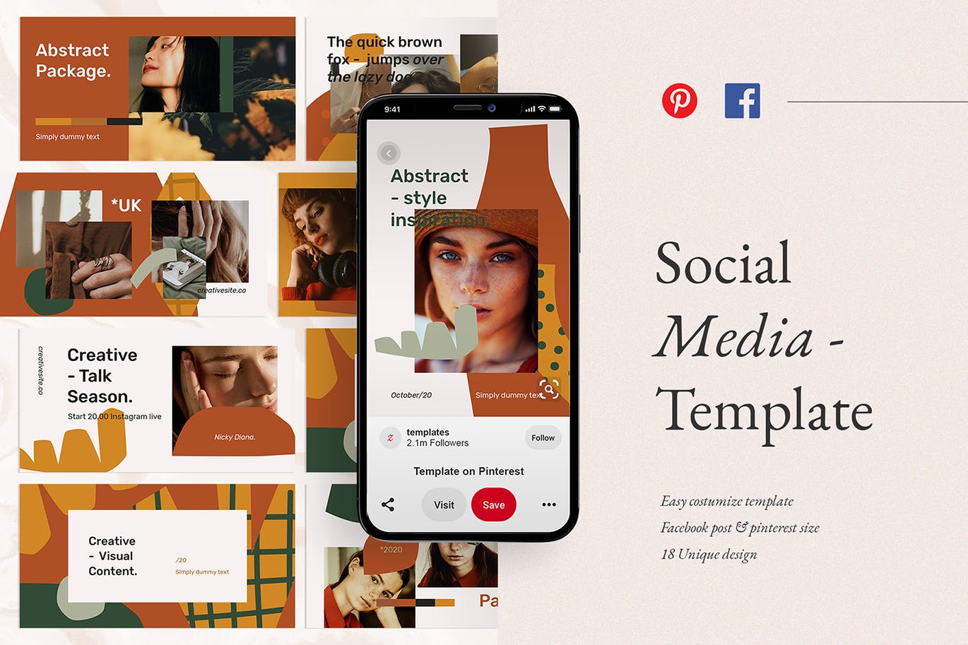 时尚高端优雅温馨秋天秋季配色高品质社交媒体banner海报设计模板-PSD