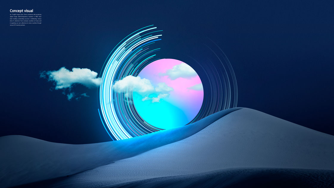 圆弧线条星球概念视觉海报设计模板