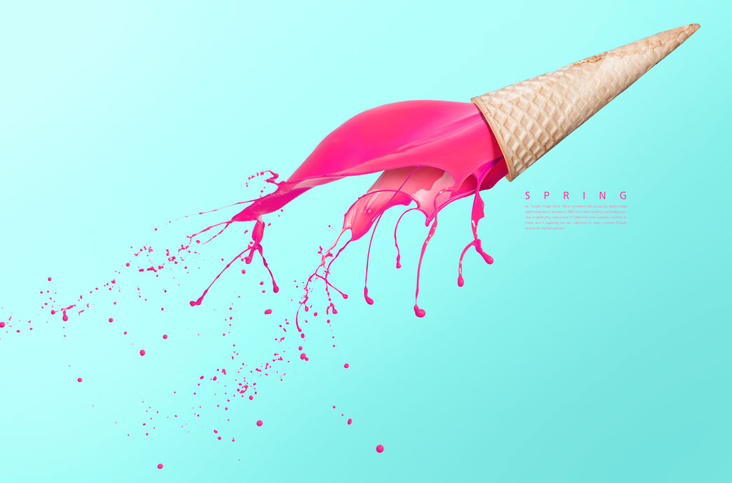 飞溅冰淇淋春季概念海报设计素材
