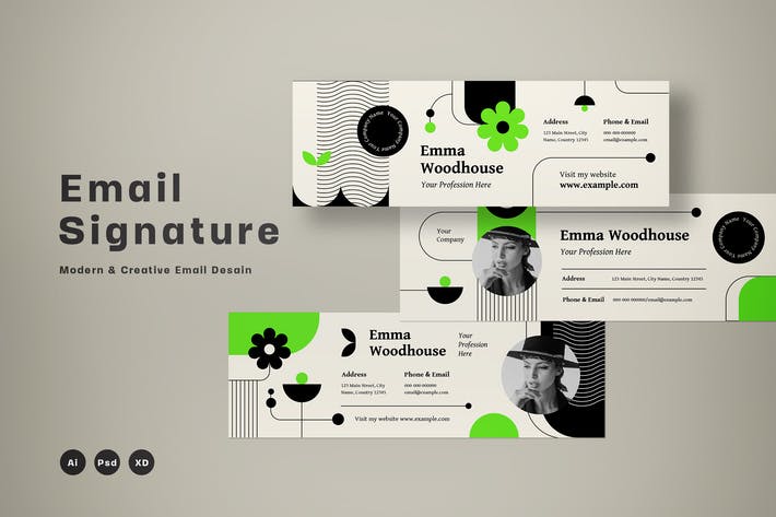 高品质的时尚高端电子签名邮件banner海报设计模板-AI, PSD, XD