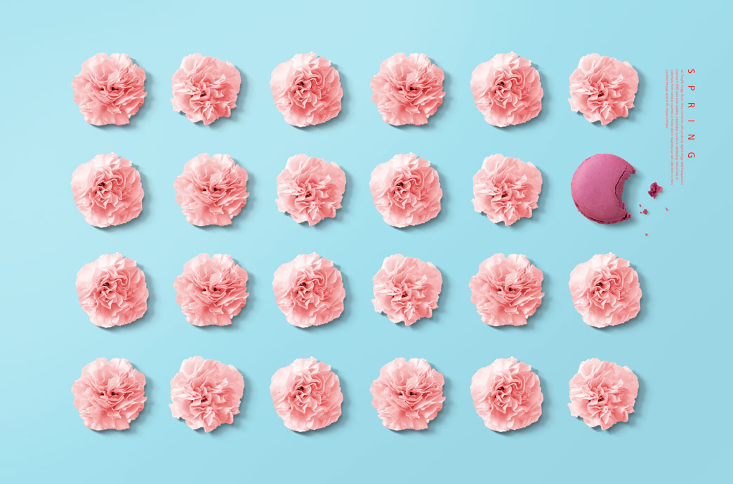 粉色花朵春季概念海报设计素材